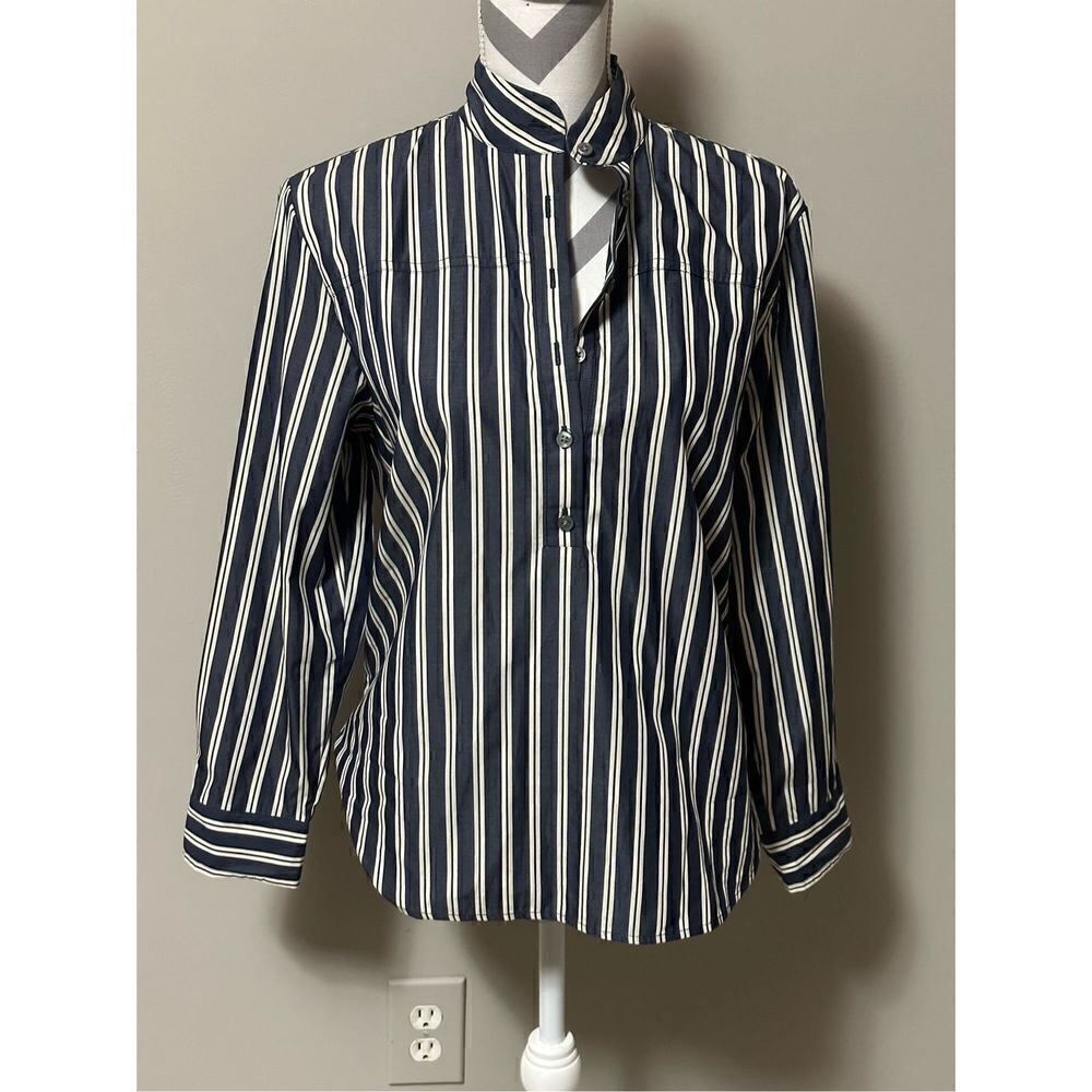 J Crew band-collar pop over blouse